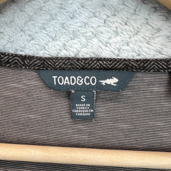 Toad&Co Womens Dress Herringbone V Neck Half Sleeve Belted Organic Cotton Small - Picture 4 of 15